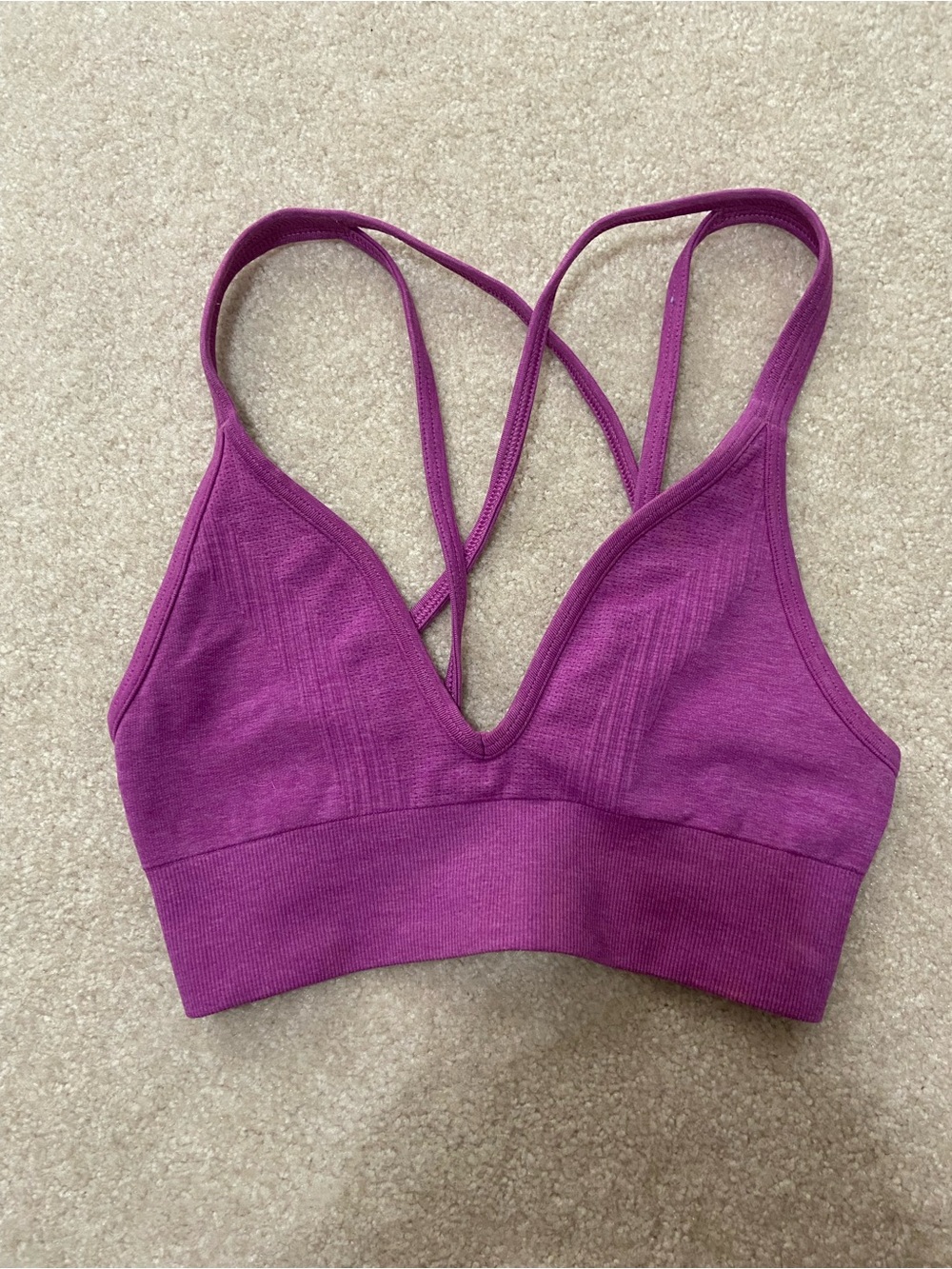 Lululemon Strappy V-Neck Sports Bra in Magenta